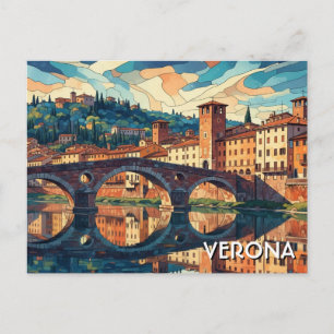 Verona Italy Bridge Travel Postcard