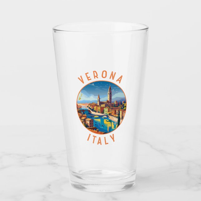 Verona Italy Retro Distressed Circle Glass (Front)