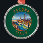 Verona Italy Retro Distressed Circle Metal Tree Decoration<br><div class="desc">Verona retro vector travel design. Verona is a city in northern Italy’s Veneto region,  with a mediaeval old town built between the meandering Adige River. It’s famous for being the setting of Shakespeare’s "Romeo and Juliet."</div>