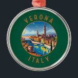 Verona Italy Retro Distressed Circle Metal Tree Decoration<br><div class="desc">Verona retro vector travel design. Verona is a city in northern Italy’s Veneto region,  with a mediaeval old town built between the meandering Adige River. It’s famous for being the setting of Shakespeare’s "Romeo and Juliet."</div>