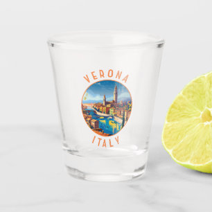 Verona Italy Retro Distressed Circle Shot Glass