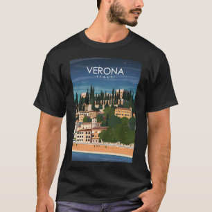 Verona Italy Vintage Minimal Retro Travel Poster  T-Shirt
