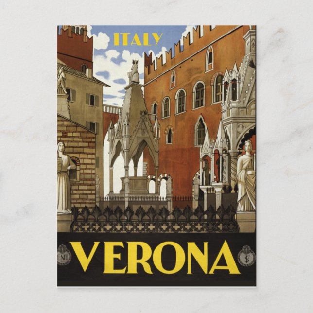 VERONA ITALY VINTAGE TRAVEL  POSTCARD (Front)