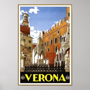Verona Italy Vintage Travel Poster