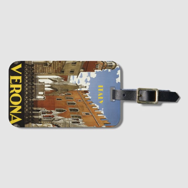 VERONA ITALY VINTAGE TRAVEL POSTER LUGGAGE TAG (Front Horizontal)