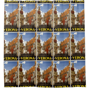 Verona Italy Vintage Travel Poster shower curtain