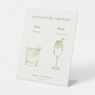 VERONA Minimalist Wedding Signature Drinks Pedesta Pedestal Sign
