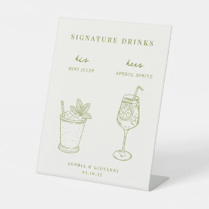 VERONA Minimalist Wedding Signature Drinks Pedestal Sign