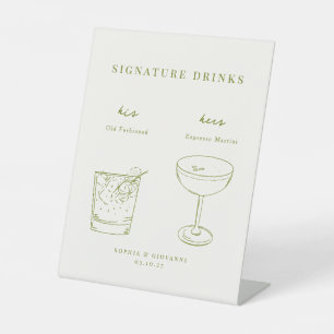 VERONA Minimalist Wedding Signature Drinks Pedestal Sign