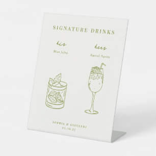 VERONA Minimalist Wedding Signature Drinks Pedestal Sign