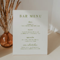 VERONA Moss Green Bar Menu List