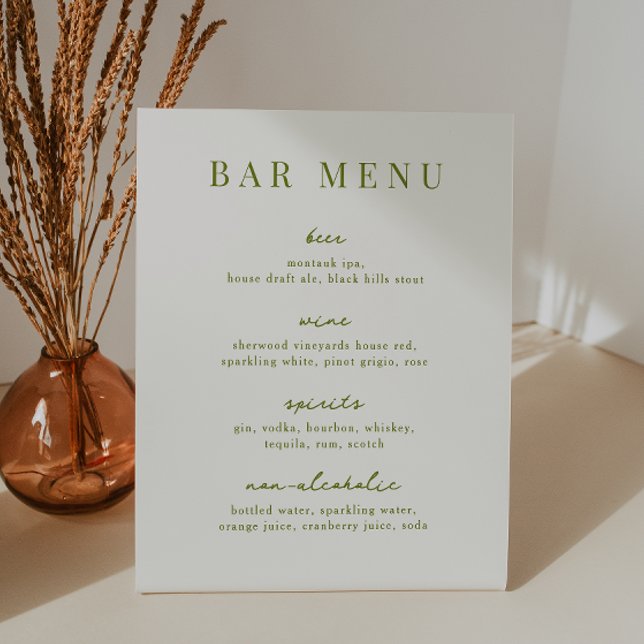 VERONA Moss Green Bar Menu List Pedestal Sign (Creator Uploaded)