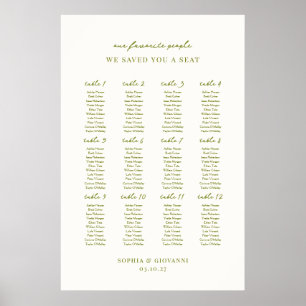 VERONA Moss Wedding Seating Plan Poster