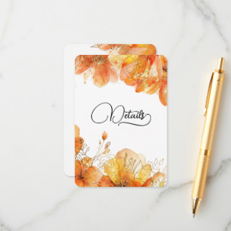 Verona Sunset Blooms Gold Wedding Details Enclosure Card
