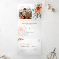 Verona Sunset Bright Orange Modern Floral Wedding