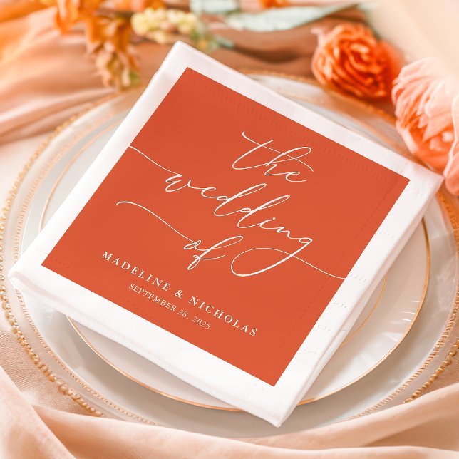 Verona Sunset Elegant Calligraphy Modern Wedding Napkin (Creator Uploaded)