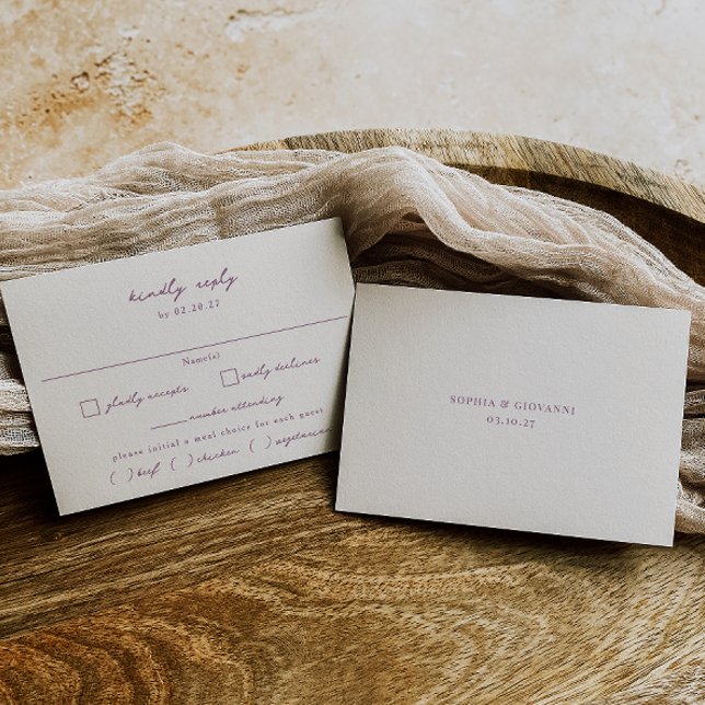 VERONA Sunset Mauve Meal Choice Wedding RSVP Card (Creator Uploaded)