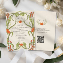 Verona Sunset Orange Art Nouveau Floral Wedding