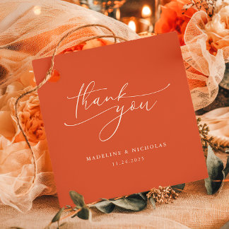 Verona Sunset Orange Calligraphy Wedding Thank You Favour Tags