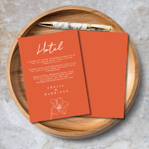 Verona Sunset Orange Elegant Floral Wedding Hotel Enclosure Card
