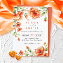 Verona sunset orange floral frame wedding