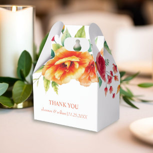 Verona sunset orange flowers wedding Thank You Favour Box