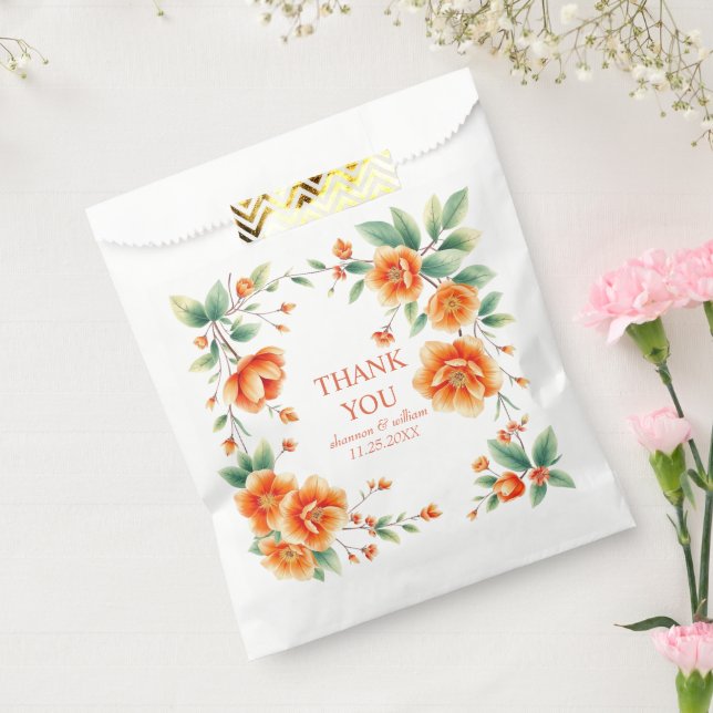 Verona sunset orange frame wedding Thank You Favour Bags (Sealed)