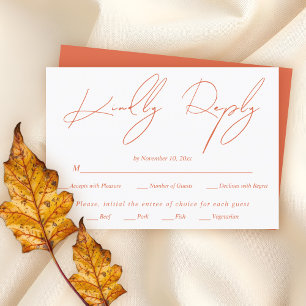 Verona sunset orange script calligraphy wedding RSVP card