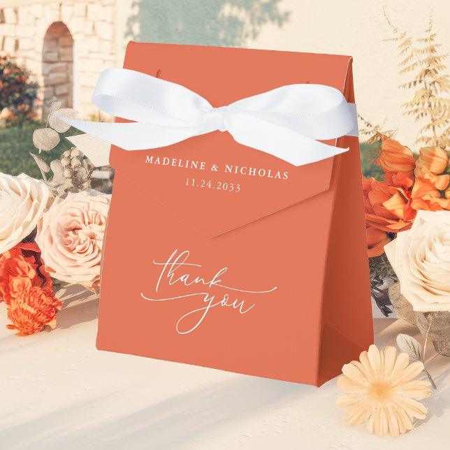 Verona Sunset Orange Simple Thank You Wedding Favour Box (Creator Uploaded)