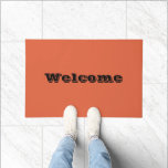 Verona Sunset Orange Solid Colour Doormat<br><div class="desc">Doormat Welcome Door Mat with customisable template Welcome typography printed with Verona Sunset Orange Solid Colour shown here with many of our most popular selling products by TheFabricSeal print on demand shop at Zazzle.com #ZazzleMade ©️Original. https://www.zazzle.com/store/thefabricseal Love is in the air with Verona Sunset beautiful punchy orange colour named after...</div>
