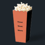 Verona Sunset Orange Solid Colour Favour Box<br><div class="desc">Movie Popcorn Style Shaped Party Favour Box with a customisable Your Text Here text template and printed with Verona Sunset Orange Solid Colour by TheFabricSeal print on demand shop at Zazzle.com #ZazzleMade ©️Original. https://www.zazzle.com/store/thefabricseal Love is in the air with Verona Sunset beautiful punchy orange colour named after the Italian city...</div>