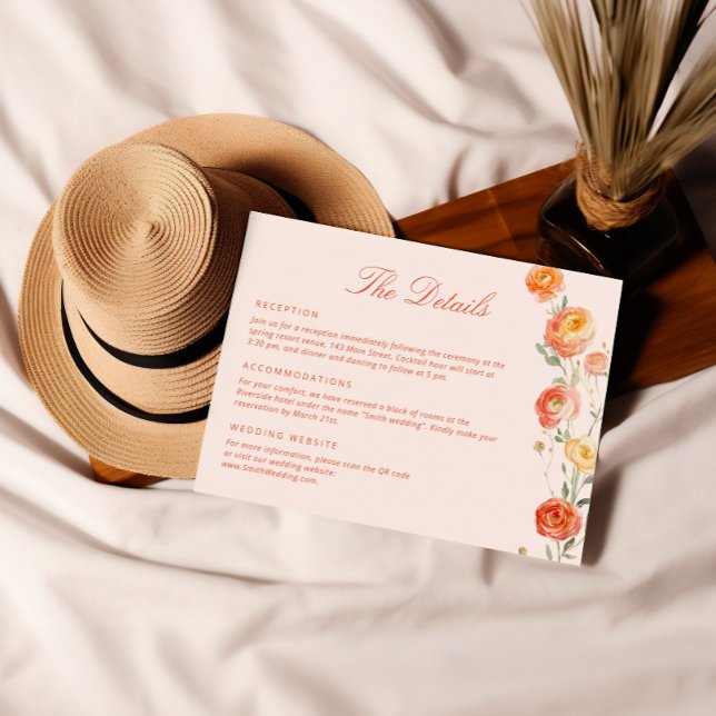Verona Sunset Orange Wedding Details  Enclosure Card (Creator Uploaded)