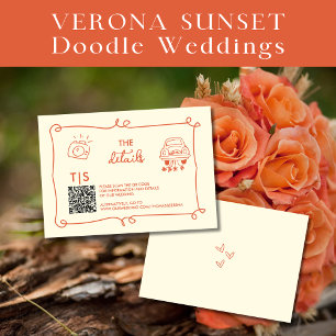 Verona Sunset QR Code Hand Drawn Doodle RSVP  Card