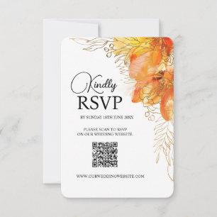 Verona Sunset Watercolor Floral QRcode Wedding RSVP Card