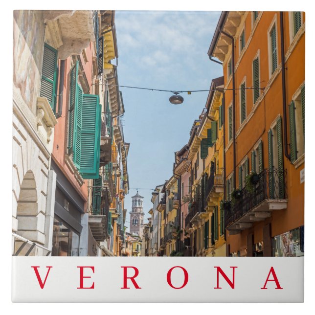 Verona Via Mazzini view ceramic tile (Front)