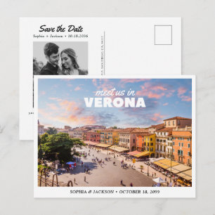 Verona Wedding Save the Date Italian Retro Postcard