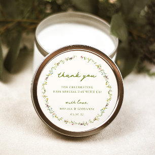 VERONA Wildflower Wreath Wedding Classic Round Sticker