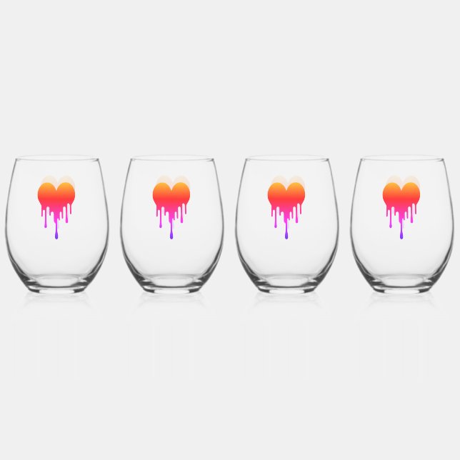 Verre Canette Drinkware Set - Small hearts, big bu Stemless Wine Glass (Back)