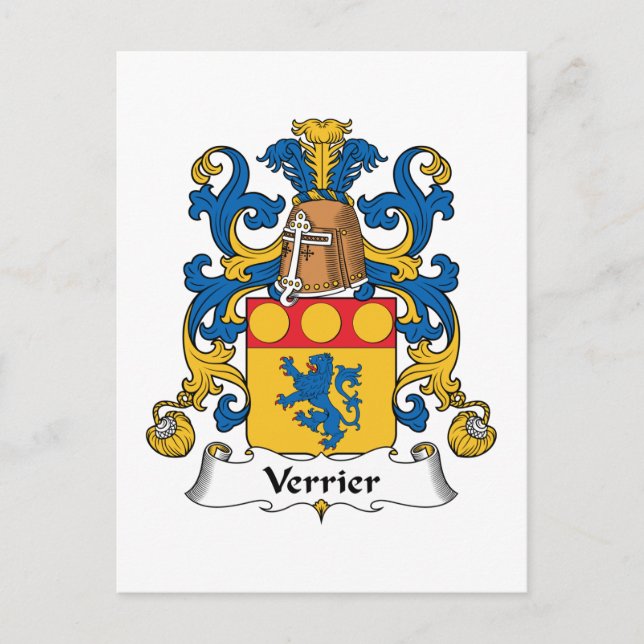 Verrier Family Crest Postcard (Front)