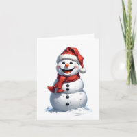 verry happy snowman with santa hat