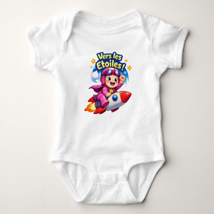 Vers les Étoiles Cute Baby Astronaut Illustration Baby Bodysuit