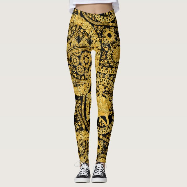 Versace Barocco MRHNVRL design pattern. Baroque Leggings (Front)