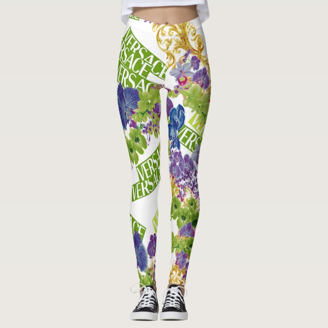 Versace Floral Colour Collection pattern Leggings (Front)