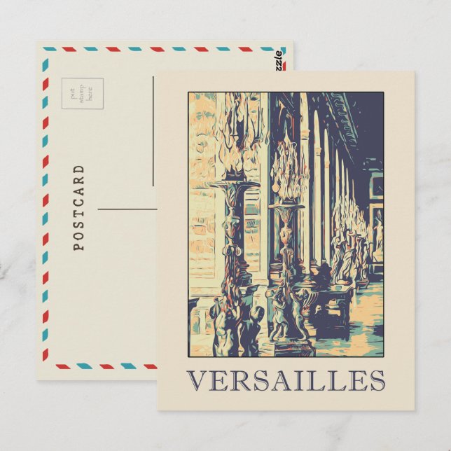 Versailles château illustration France Postcard (Front/Back)