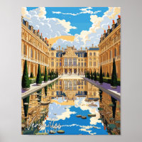 Versailles France Art vintage travel illustration