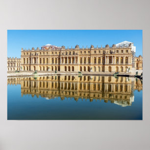 Versailles palace and reflection in a pond poster