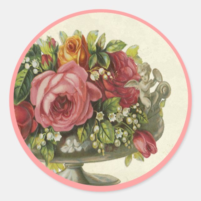 Versailles Roses Classic Round Sticker (Front)
