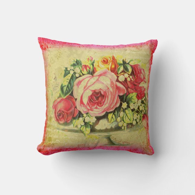 Versailles Roses Throw Pillow (Front)
