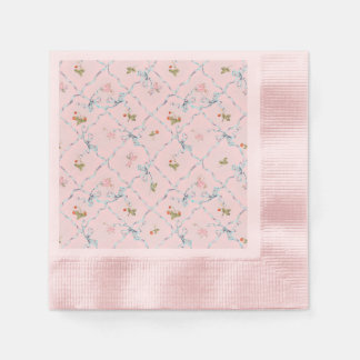 Versailles Strawberry`& Bows Cocktail Napkin Pink
