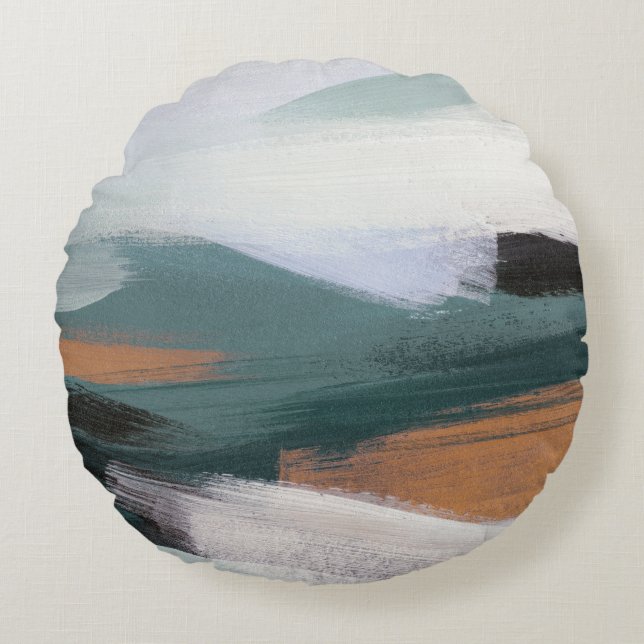 Versatile Abstract Landscape: Artistic Acrylic  Round Cushion (Front)